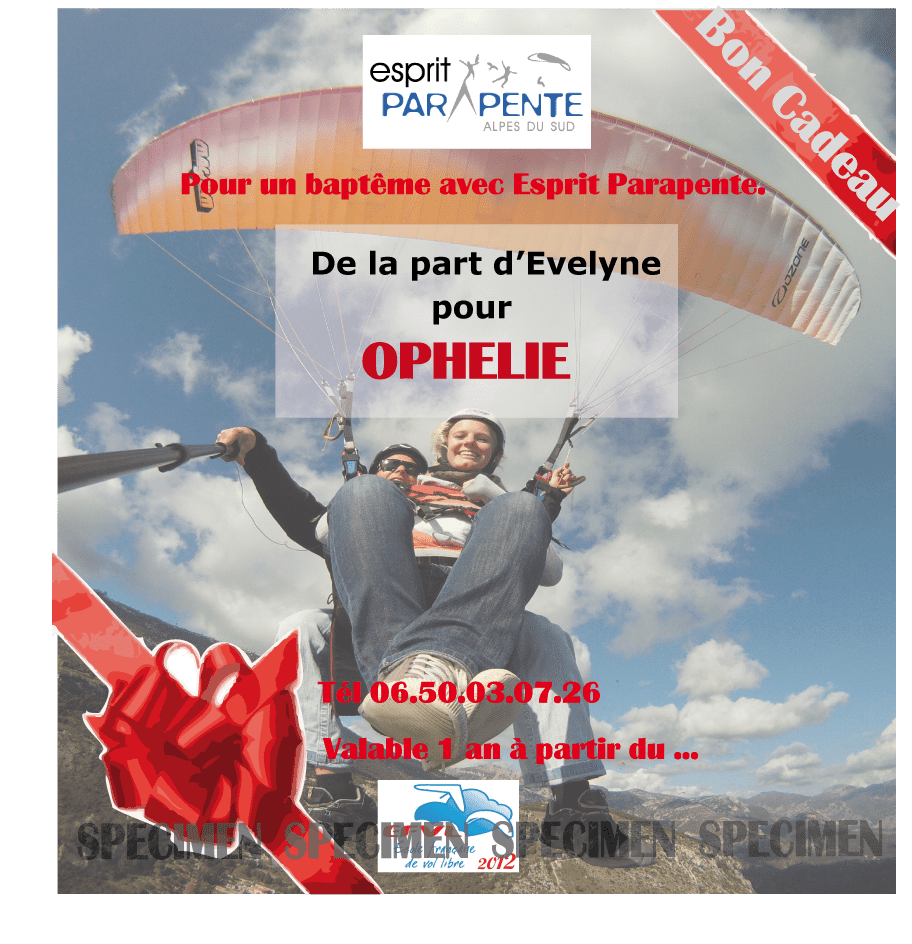 bon cadeau parapente esprit